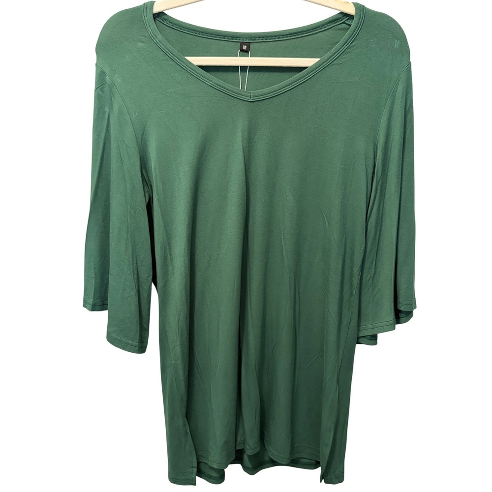 Kohl's Green 1/2 Flared Sleeve Blouse Soft Fabric Women's Size Medium NWT